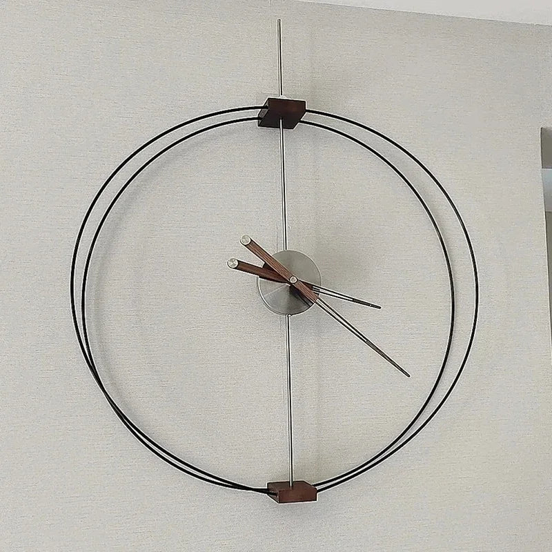 Spanish Minimalist Wall Clock Creative Luxury Living Room Art Clocks Solid Wood Pointer Large Wall Clock Silent Movement Clocks