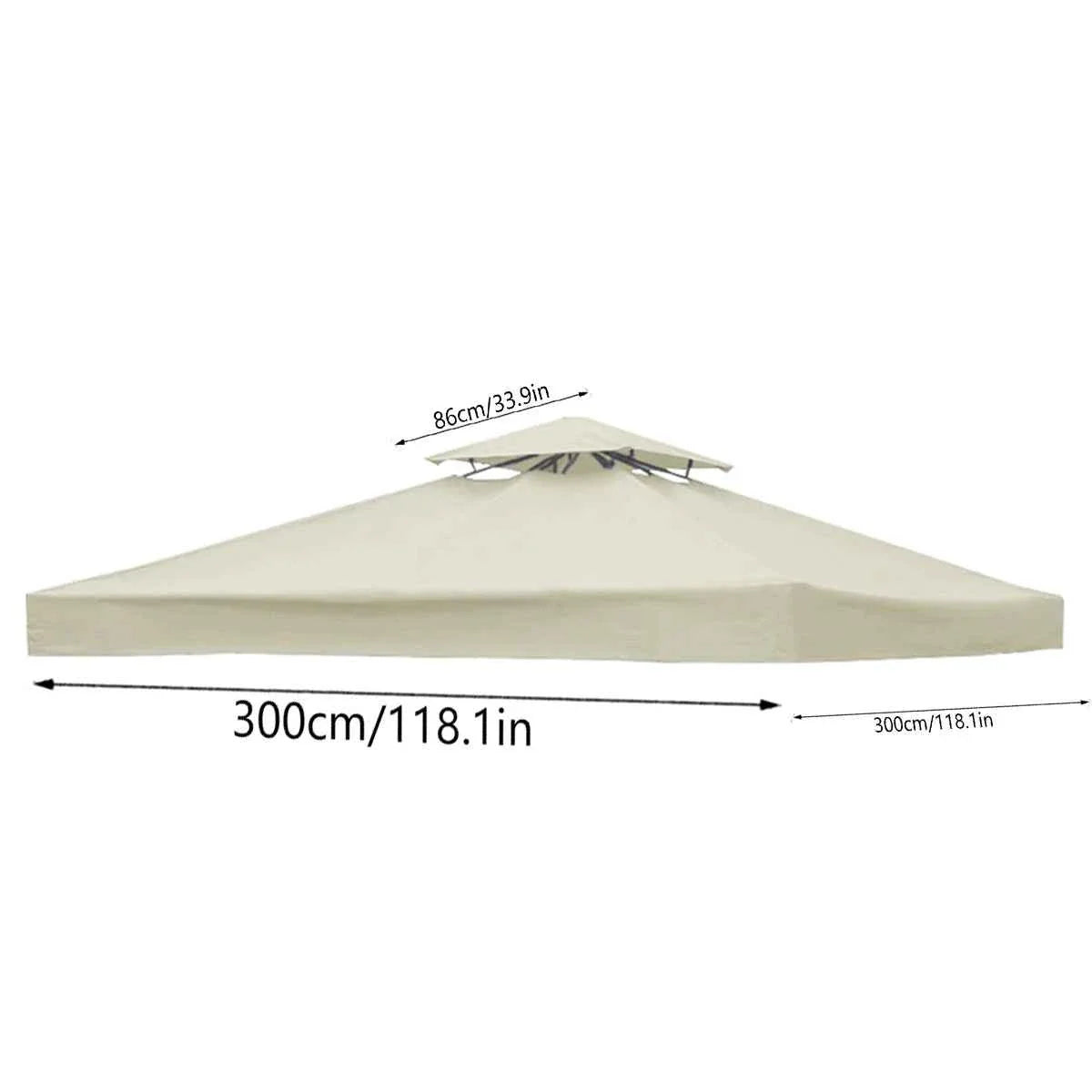 3x3m 2-Tier Garden Gazebo Replacement Canopy - Waterproof Oxford Patio Tent Roof