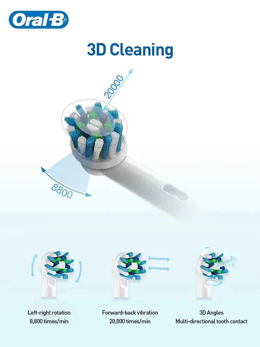 Oral B Pro600 Electric Toothbrush Rotation Oral Cleaning Teeth Whitening Cleaner Brush  2 Mins Timer Rechargeable Toothbrush