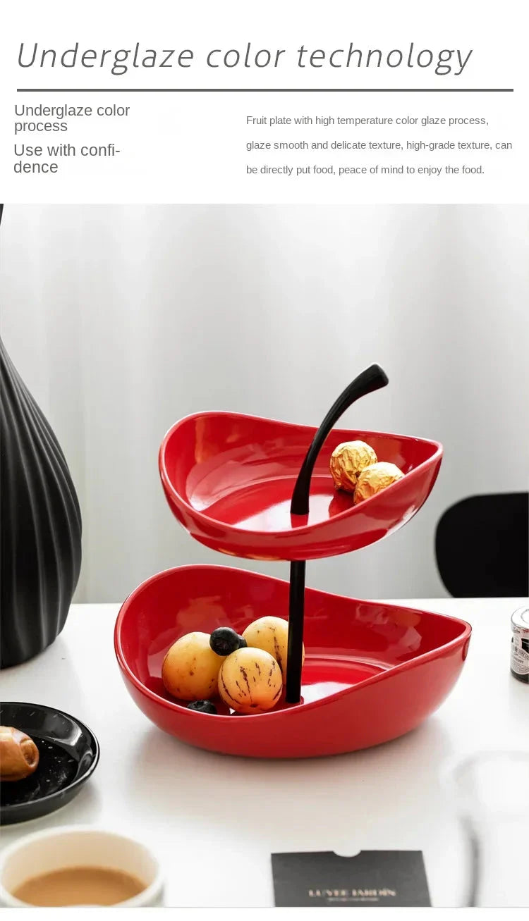 Fruit Plate Home Living Room Coffee Table Ornaments Candy Dish Placed Snack Tray Multi-layer High-grade Fruit Plate