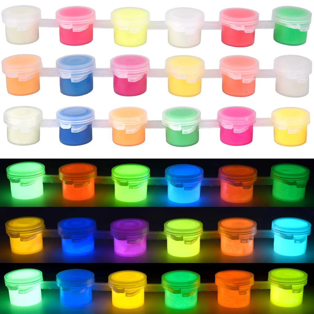 6Colors Acrylic Fluorescent Paint Glow In Dark DIY Painting Art Materials Arts Crafts Painting Tool DIY Graffiti Acrylic Pigment