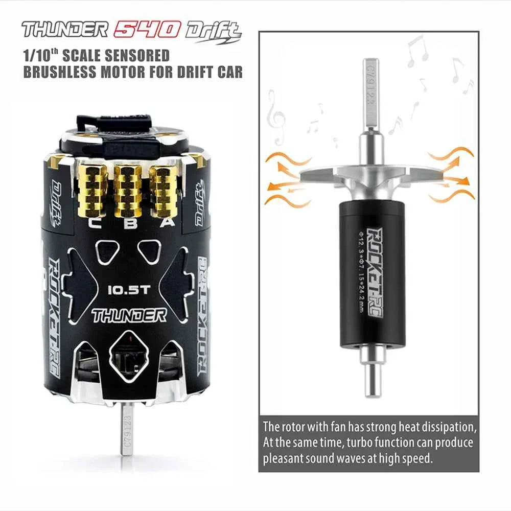 Rocket RC Brushless Motor Thunder 540 Sensored 10.5T 13.5T 3.175 mm Shaft for 1/10 RC Racing Drift Car Parts Surpass Hobby