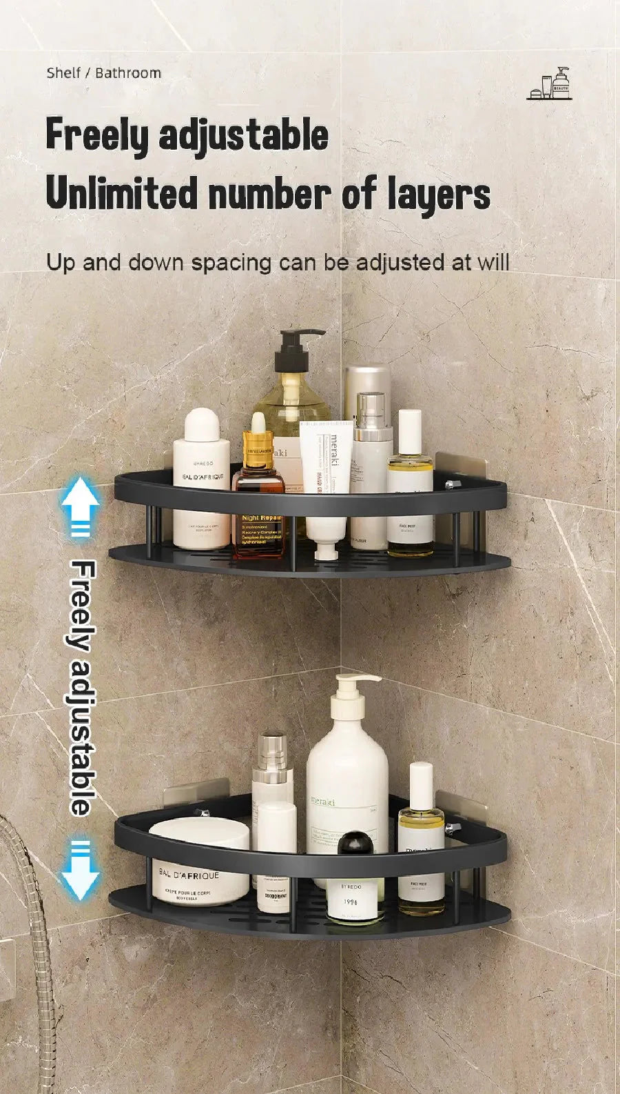 Bathroom Shelves Wall Mounted Non perforated Bathroom Shelf Shower  Storage Shelf  Kitchen Organizer  Bathroom Corner Shelf