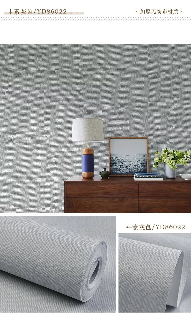 Modern Nordic Linen Textured Wallpaper – Eco-Friendly Non-Woven Solid Color Wall Covering