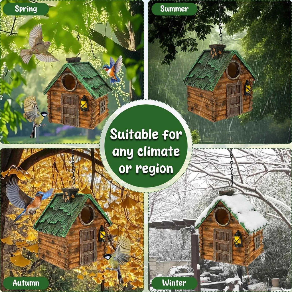 Outdoor Hanging Bird House Resin Waterproof Parrot Bird Nest Breeding Sleeping Box Garden Decoration Tree Hanging Birdhouse