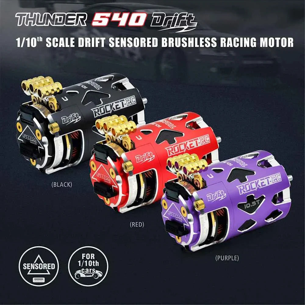 Rocket-RC Thunder 540 Sensored Brushless Motor 10.5T 13.5T 2-3S 3.175 mm Shaft for 1/10 RC Racing Drift Car Parts Surpass Hobby