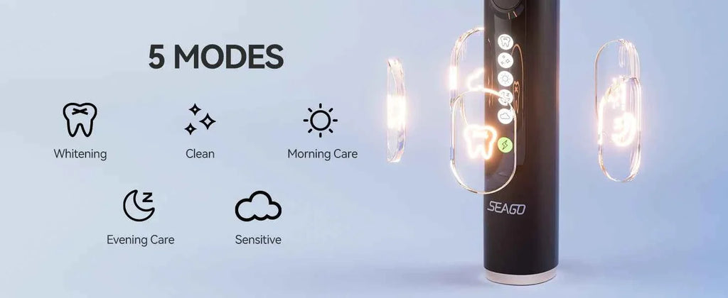 Seago Rotating Electric Toothbrush for Adults with 8 Toothbrush Heads and Travel Box Smart Display 5 Modes Waterproof SG-2607
