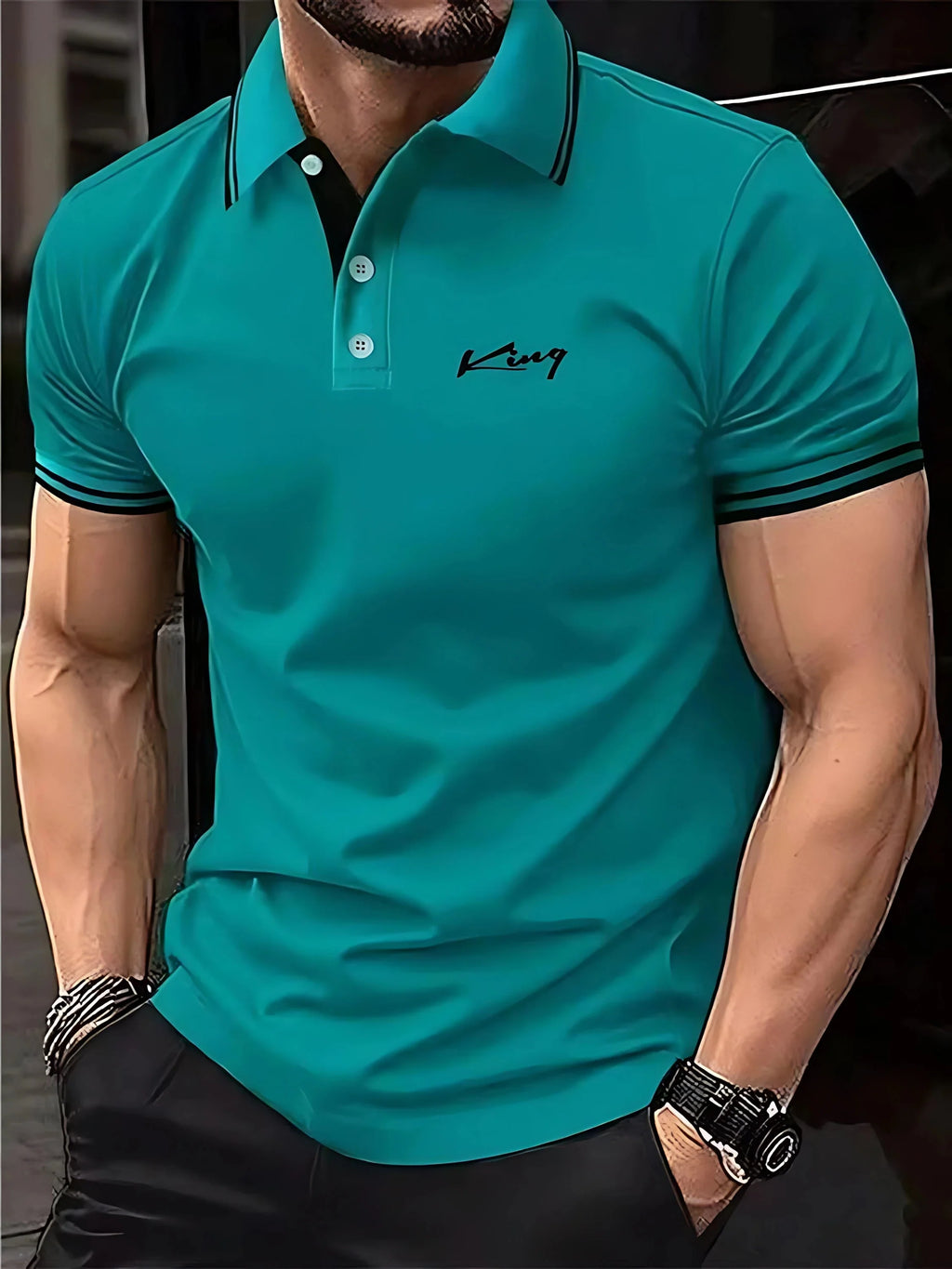 The 2025 summer new men's POLO shirt is breathable sweat-absorbent casual and simple with letter print for men