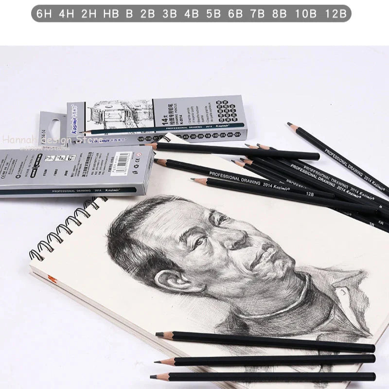 14Pcs/Set Drawing Sketch Pencils Set Wooden Professional Art Supplies HB 2B 6H 4H 2H 3B 4B 5B 6B 10B 12B 1B Painting Stationery
