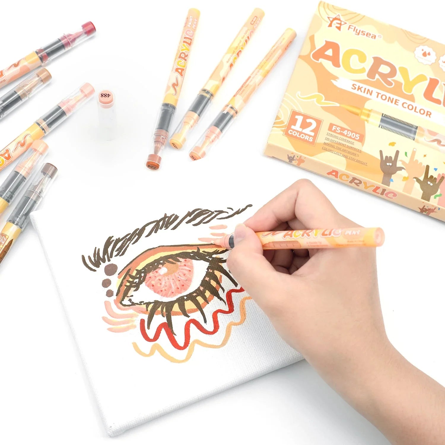 Skin Tones Art Markers,Soft Brush Tip Acrylic Paint Pens,Quick-Drying Waterproof for Sketching,Wood,Glass,Fabric,Rocks Painting