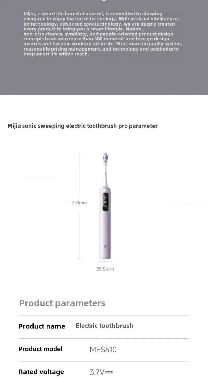 Mijia Sonic Sweep Vibration Electric Toothbrush Pro Intelligent Tooth Surface Recognition Digital Display Reminder
