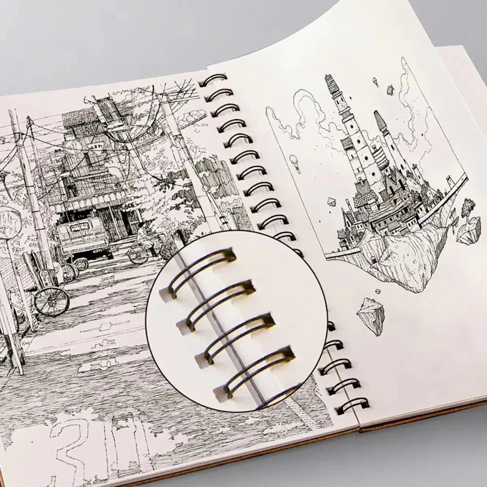 High Quality Kraft Paper Art Sketchbook A4/8K/16K/32K/A3 Flip-up Drawing Notepad 30Sheets/60Pages Spiral Notebook Art Supplies