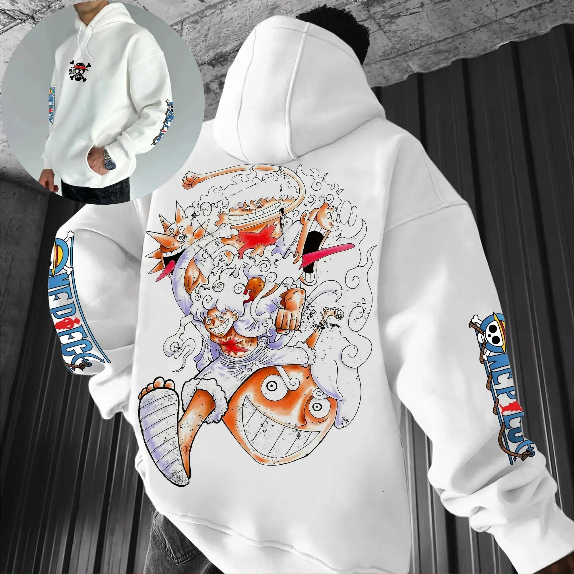 One Piece Luffy Gear 5 Nika Black Hoodie Streetwear