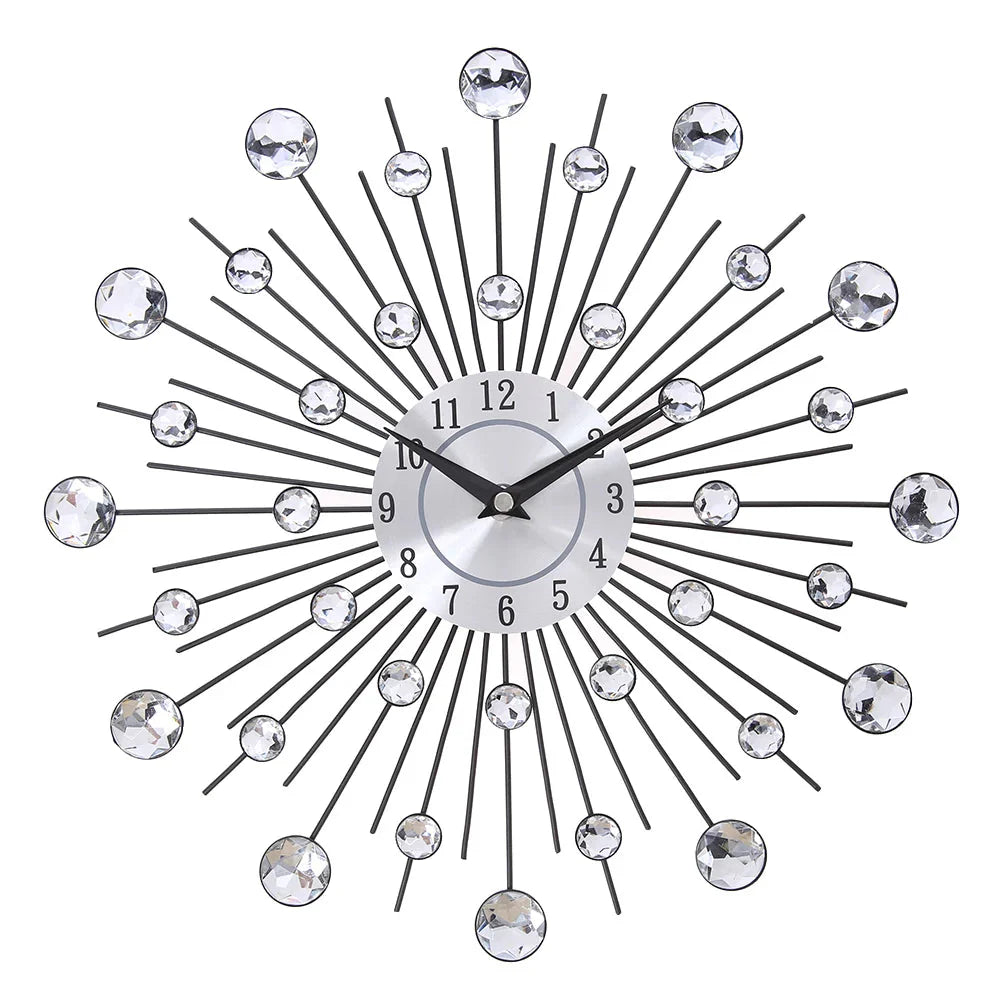 DIY Modern Design Large Wall Clock Quartz Movement Hanging Circle Decor Battery Powered Jeweled Artistic Clock for Living Room