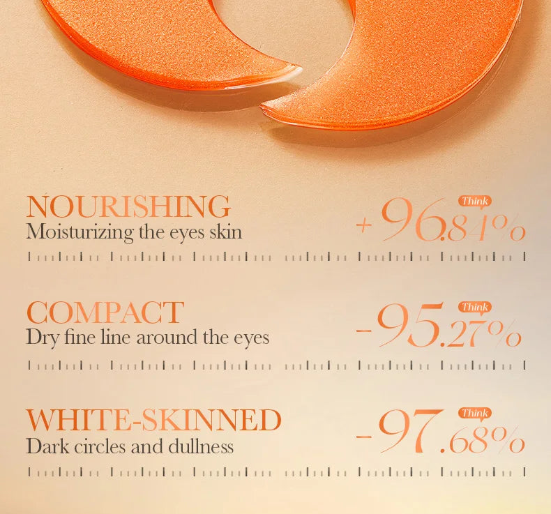BIOAQUA Vitamin C & Collagen Eye Mask (80 Count) - Brightening Under Eye Patches for Dark Circles, Puffiness, and Anti-Aging Hydration