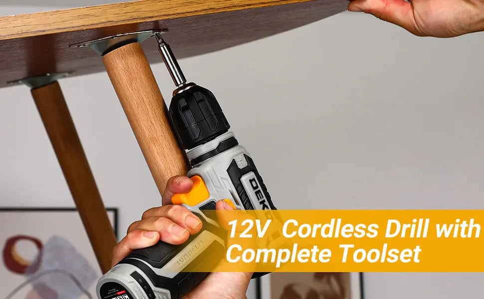 DEKO Home Mechanic Toolbox with 12V Power Cordless Drill Hand Repair Tools Sets Combo Kits Storage Organizer Drawer Case