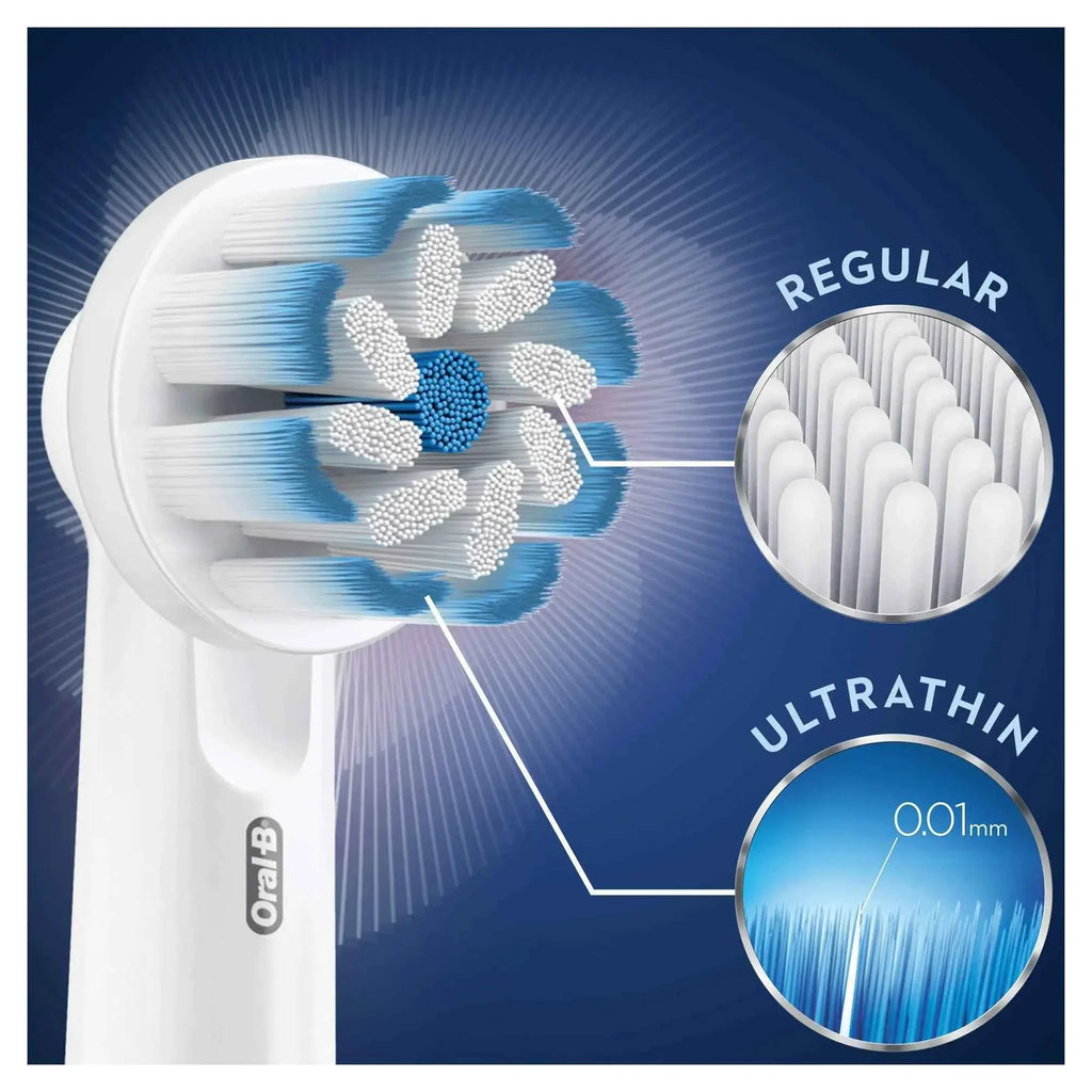 Oral-B EB60 Sensi Ultrathin Replacement Electric Toothbrush Heads Clean and Care Sensitive Original Refill Tooth Brush for Adult
