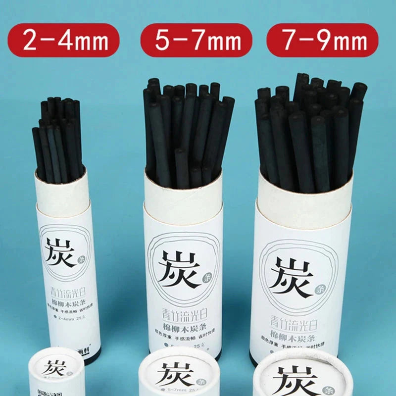 25Pcs Art Charcoal Sticks Charcoal Pencils Sketching Drawing Art Supplies For DIY Student Hobbyist Beginner Artist