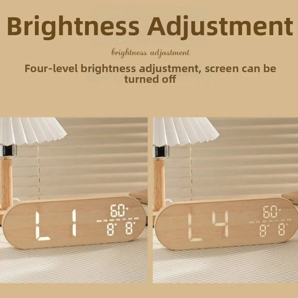 Minimalist Design Digital Wall Clock Silent Operation Nordic Style Alarm Clock Temperature Date Display Hanging Mount