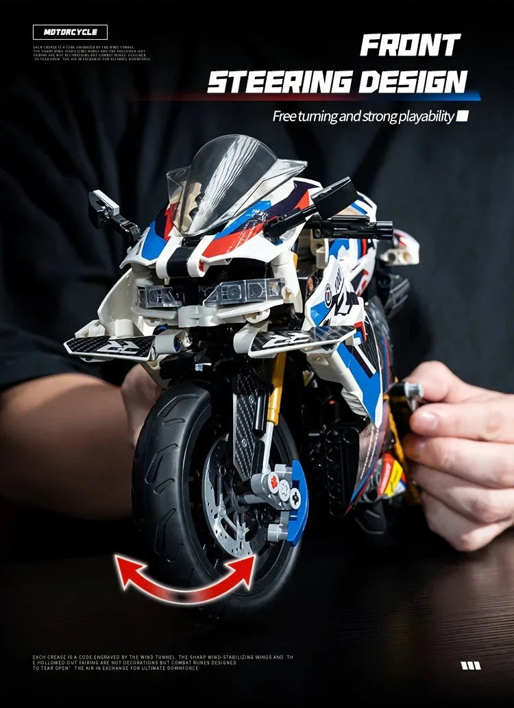 1:8 Motorcycle Building Blocks Set Super Motorbike Model Kit Technical Racing Kids Assembled Toys Gifts For Boys And Girls