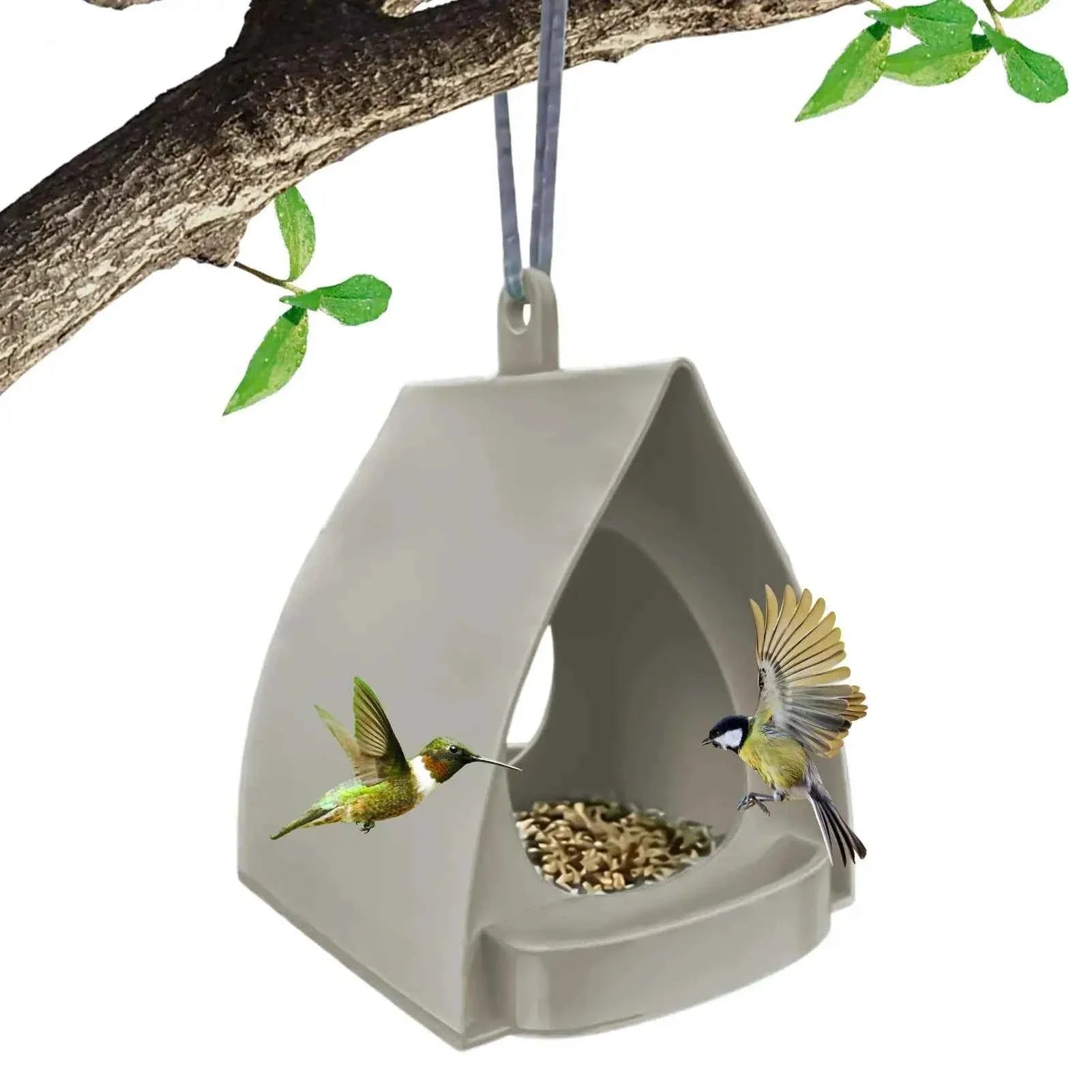 House Bird Feeder Open Design Decorative Station Hut Shape Hangable Mounted Small Hummingbird Feeder for Outside Garden Winter