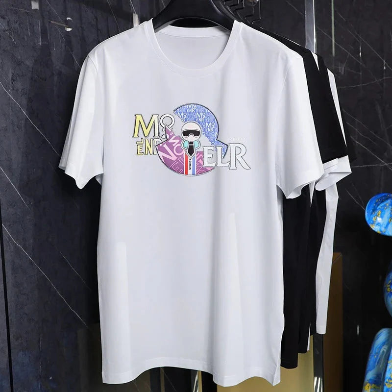 New Couple's Short-sleeved T-shirts for women, Luxurious Printed Men's and Women's T-shirts with Round Necks and Half Sleeves