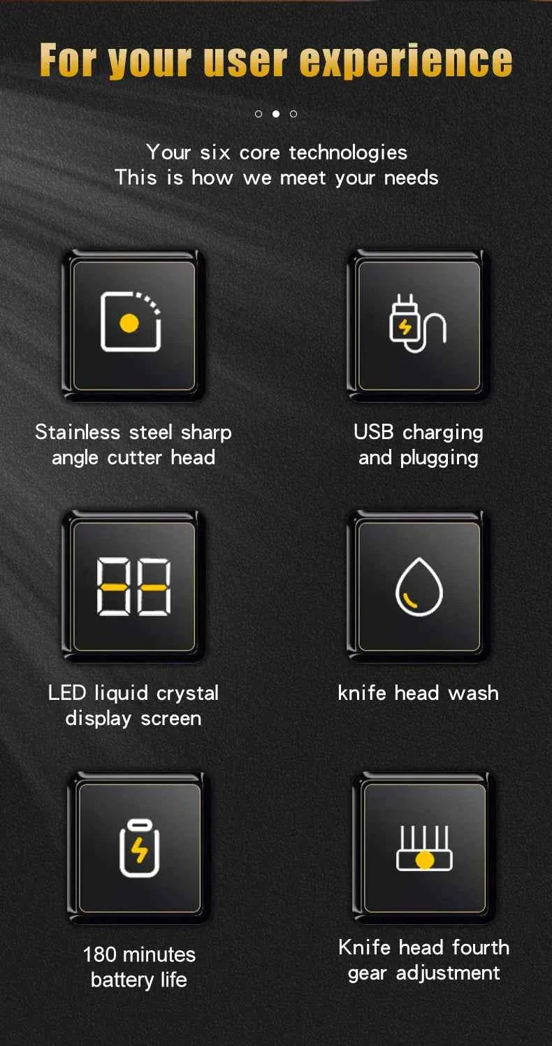 USB Rechargeable Hair Clippers for Men, Three-piece Set with Oil Head and Electric Trimmers, Ideal for Home Use