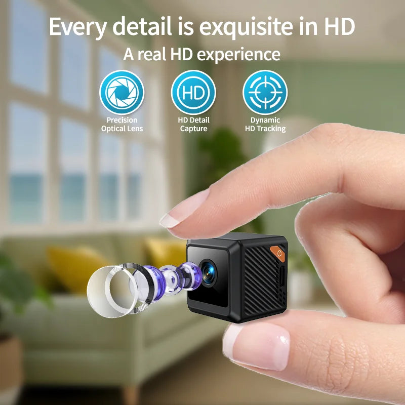 W02 Subminiature 1080P HD WiFi Security Camera - Mini Smart Home Surveillance with Night Vision & Motion Detection