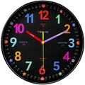 Early Education Wall Clock Colorful Number Kids Learning Time for School Classroom Bedrooms Silent Analog Clock 8/10/12 Inch