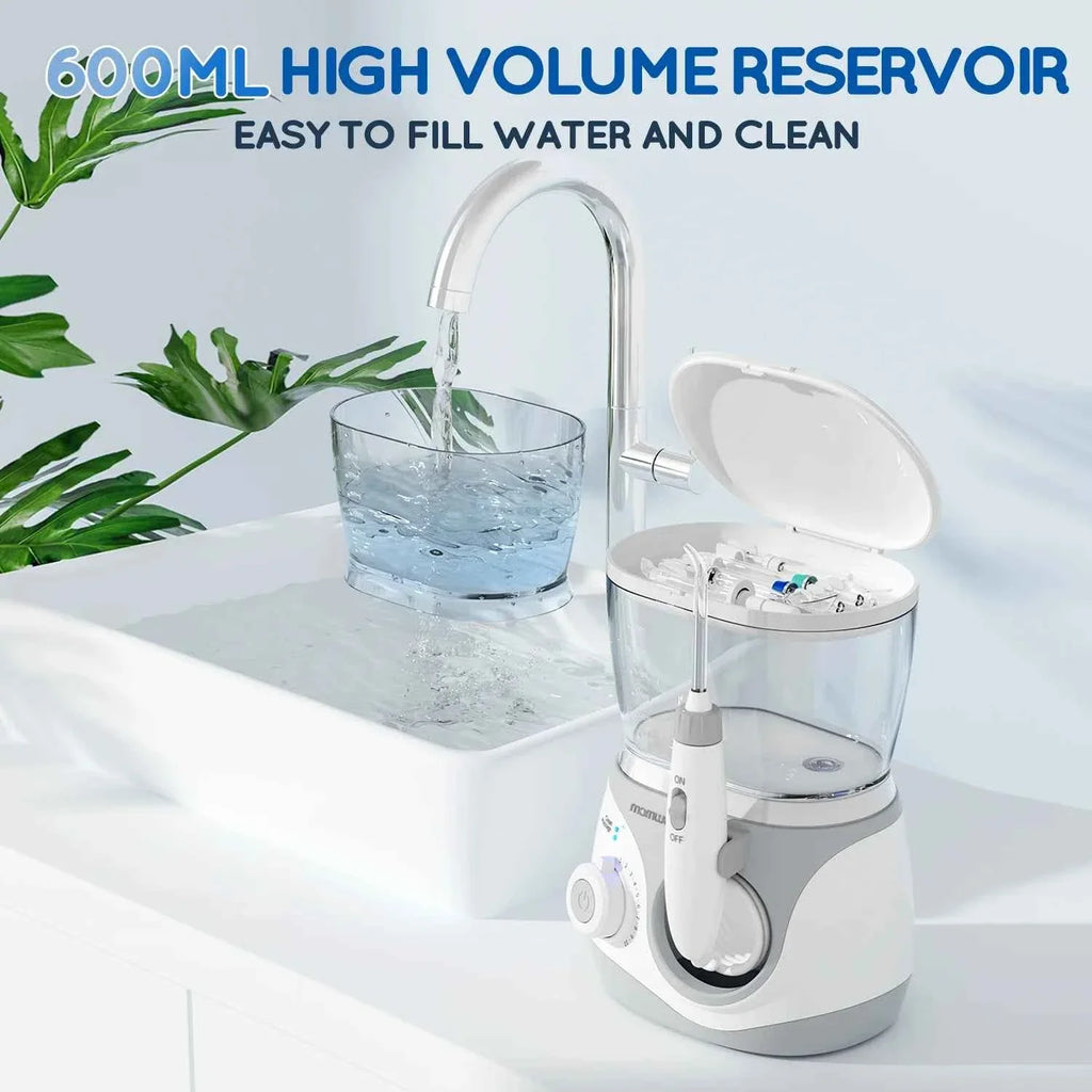 Home Water Flosser, 600 ml Large Capacity,10 Adjustable Pressures,6 Home Nozzles Professional Oral Irrigator for Teeth Clean