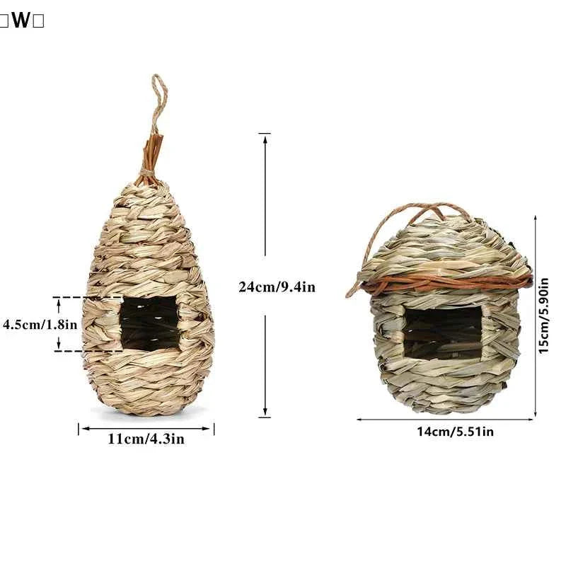 〔W〕Birds Nest Outdoor Hand-weaved Decorative Bird House Bird Cage Shelter Weaved Hanging Parrot Nest Creative Handmade Bird Cage