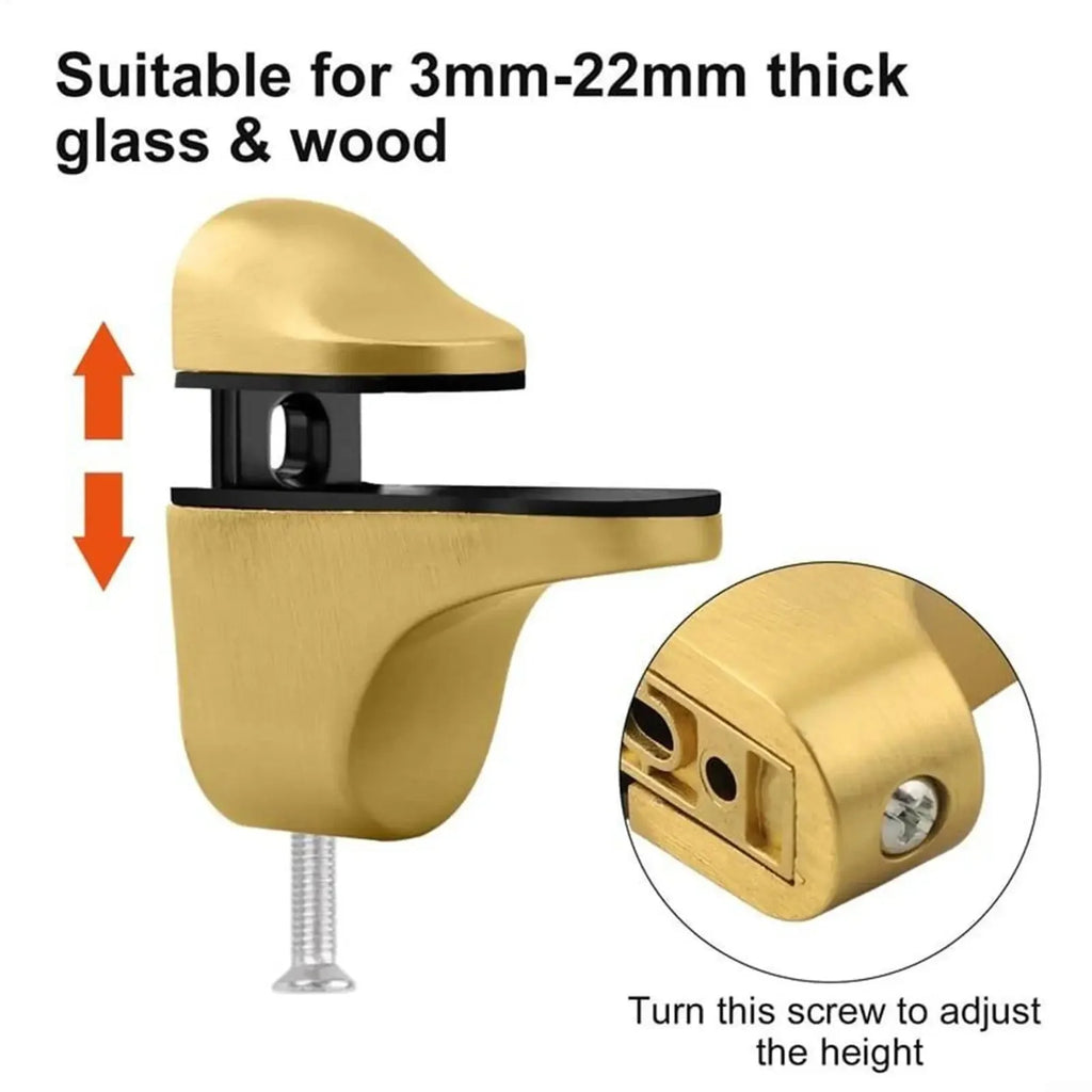 Shelf Brackets Adjustable Shower Glass Shelf Brackets Holder Parts Holder Support Clip Hardware for Wood Acrylic Cabinet Bar