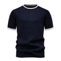 Mens Summer Knit T shirts Crew NecK Ribbed Tee Shirts Short Sleeve Stretch Tee Soft Comfortable Casual Shirts