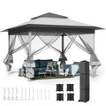 3.3x3.3m Pop-Up Folding Gazebo - Waterproof Garden Tent with Mosquito Netting