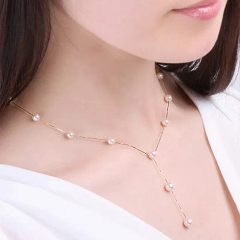 Charming White Pearl Necklace Bracelet Earring Jewelry Set Women Bridal Wedding Elegant Accessories