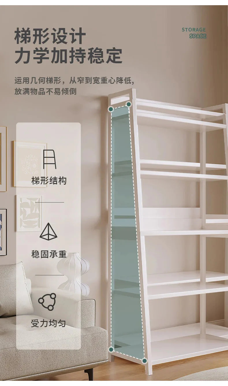 Household Multi-layer Wrought Iron Shelves Ins Wind Simple Floor Storage Display Cabinet Trapezoidal Shelf Bookshelf