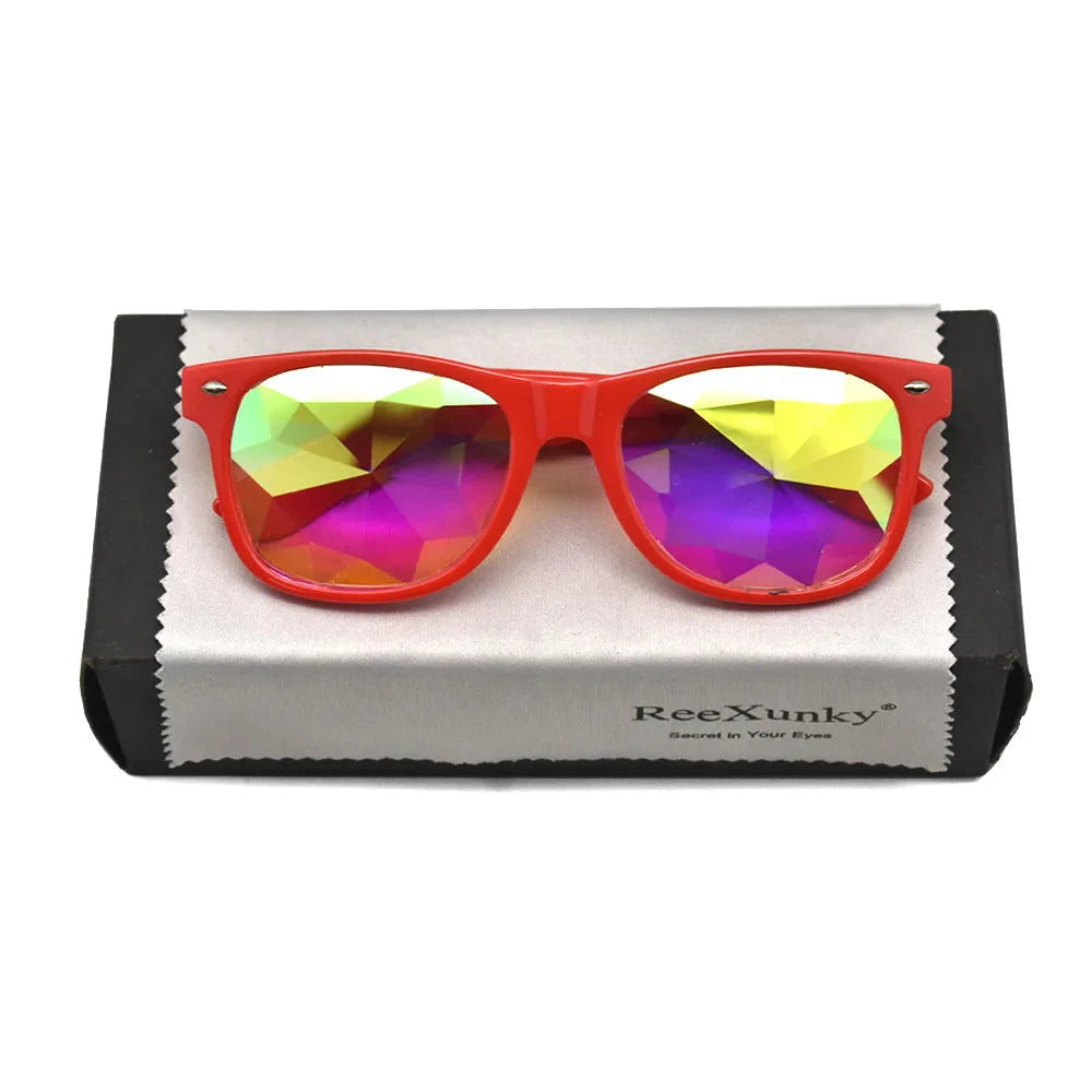 Classic Square Party Sunglasses Women Men Fashion EDM Light Diffraction Futuristic Rave Festival Sun Glasses Psychedelic Prism