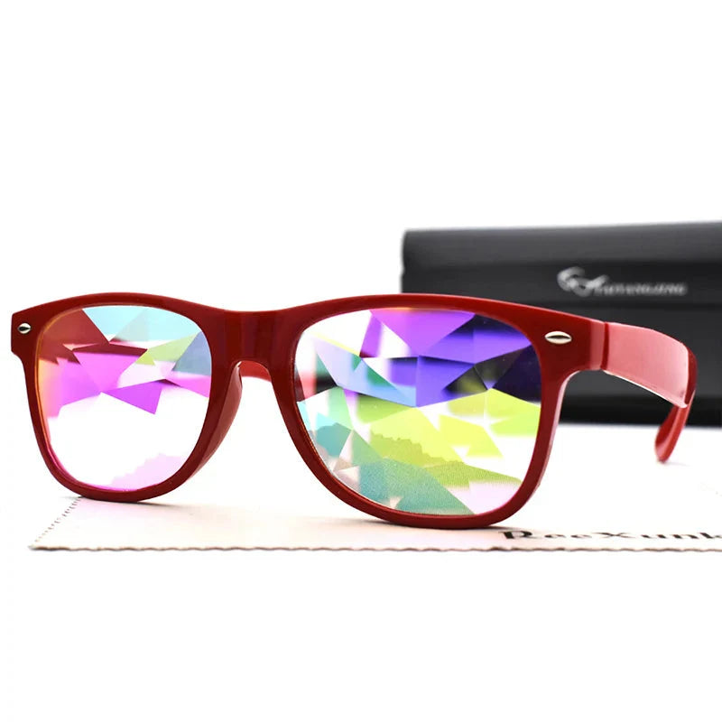 Classic Square Party Sunglasses Women Men Fashion EDM Light Diffraction Futuristic Rave Festival Sun Glasses Psychedelic Prism