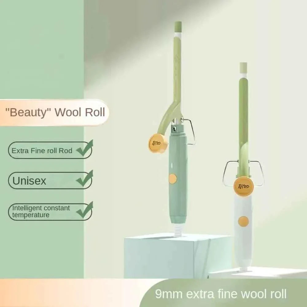 Professional 9mm Wool Hair Curling Iron Short Hair Electric Curler Wand Ultra-fine Ceramic Teddy Curling Iron Salon Styling Tool