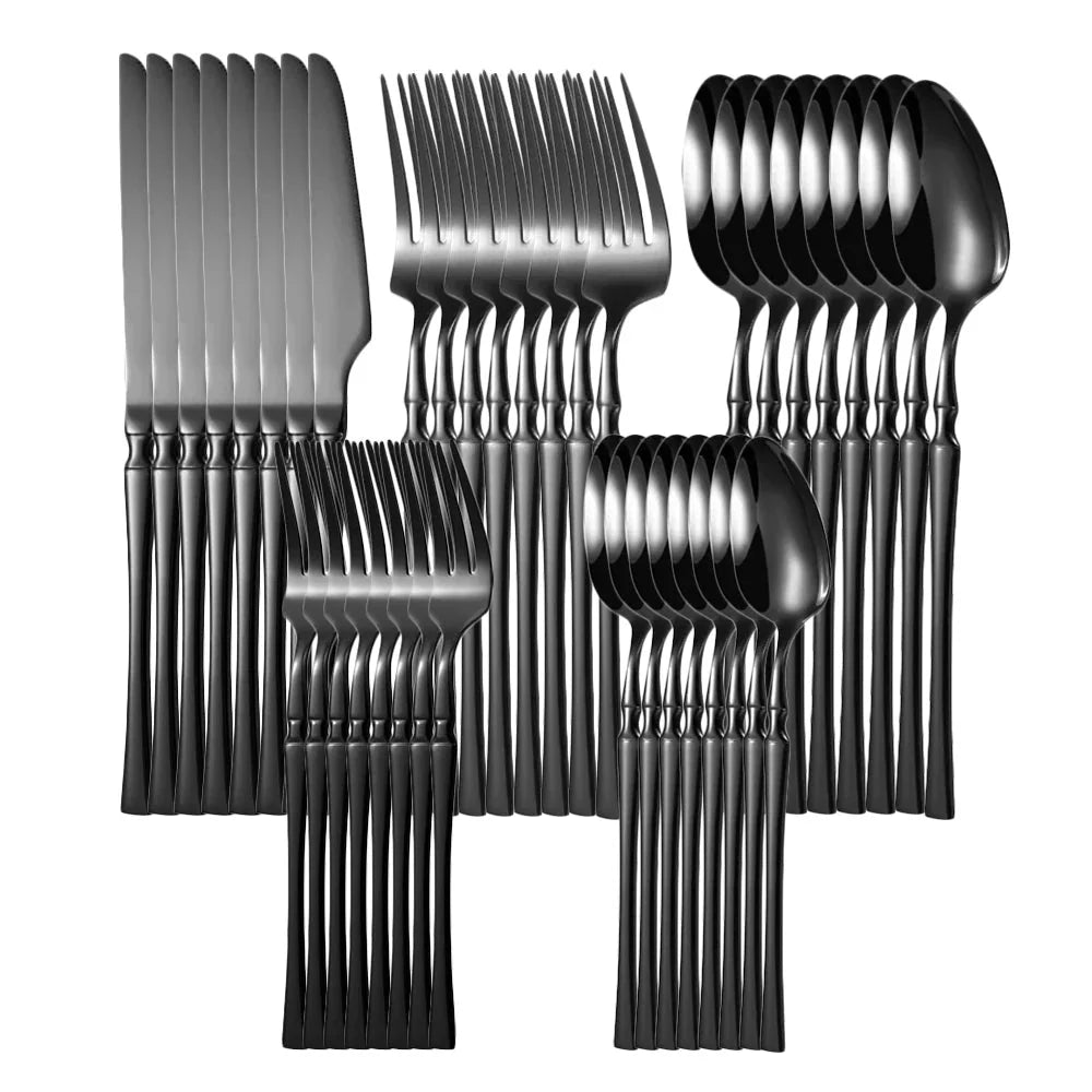 Premium Silver Stainless Steel Cutlery Set - 20/30/40 Piece Mirror Polished Flatware