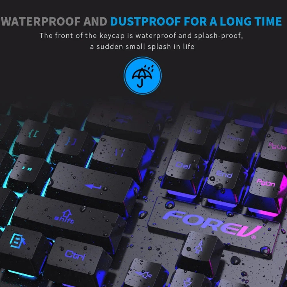 104 Keys Wired Keyboard RGB Colorful Gaming Keyboard