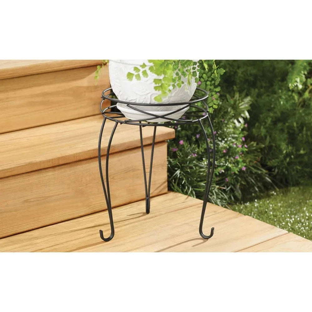 2 Pack Round Metal Plant Stand Indoor Outdoor Display Holder Collapsible Space Saving Iron Durable Rustproof Pots up to 9 Inch