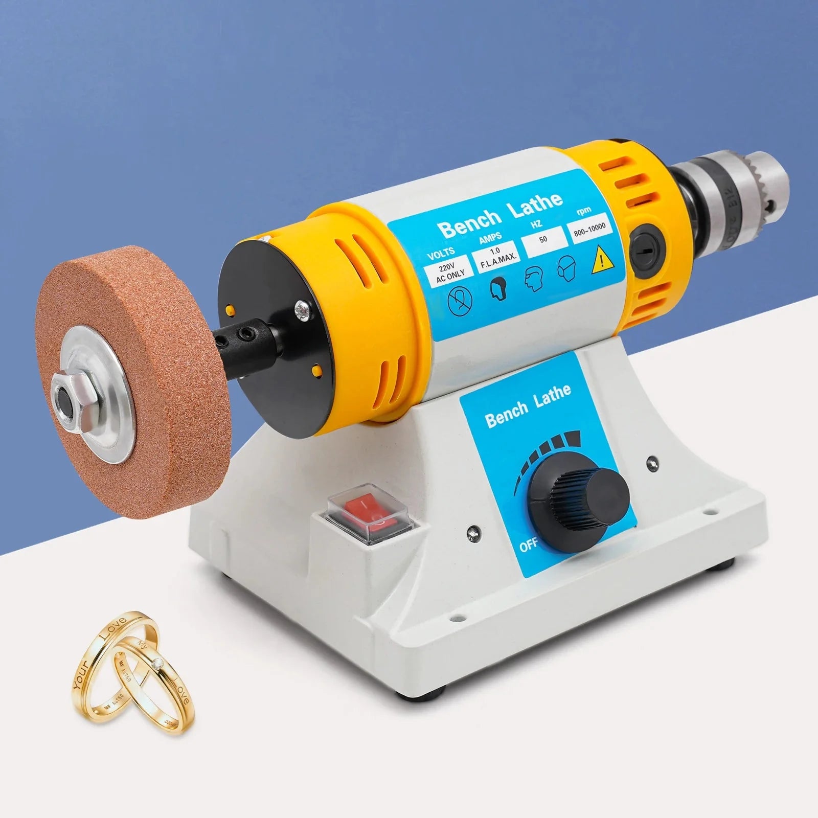 320W Polisher Grinder Machine 10000R/min Anti-rust Benchtop Polisher Grinder for Cutting and Carving for Jewelry/Wood/Dental