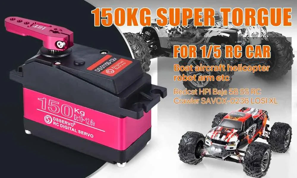 RC Steering Servo High Torque Servo Waterproof 60Kg 80Kg 150Kg 1/5 1/6 servo HV Metal Digital for  HPI Baja 5B SS RC Car