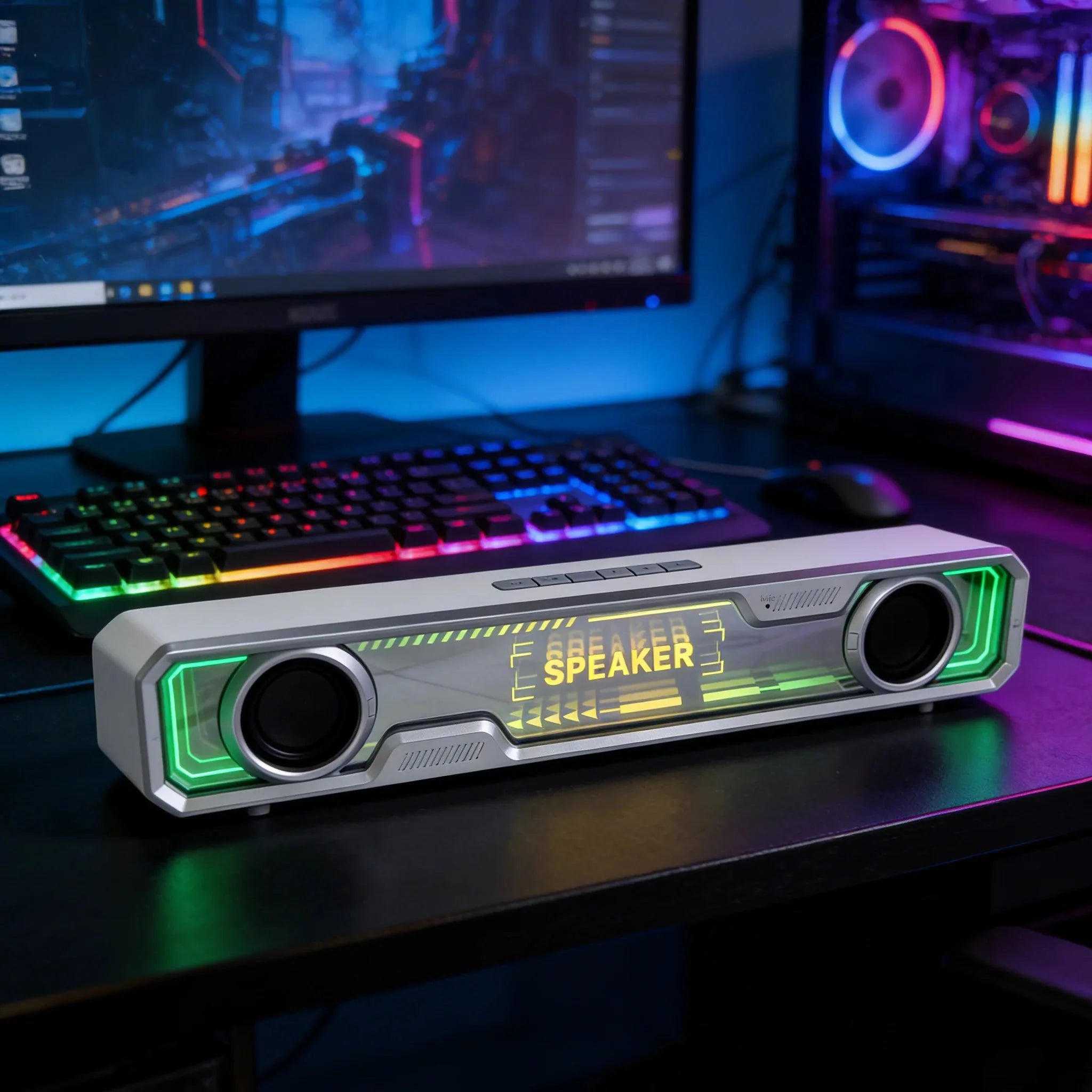 PC Sound Bar Wired Bluetooth Speaker RGB Colorful Abyss Light USB Wired Speakers for TV PC Laptop Gaming Surround Sound Audio