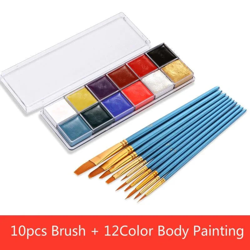 Arts Painting Set,10pcs Nylon Paint Brushes & 12 Colors Art Paint for Children Adults , Art Supplies