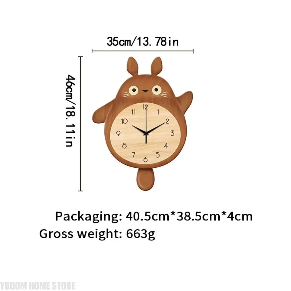 Cartoon Cat Design Wall Clock Wooden Sway Hanging Clock Decorative Painting For Restaurant Home Decor Gift