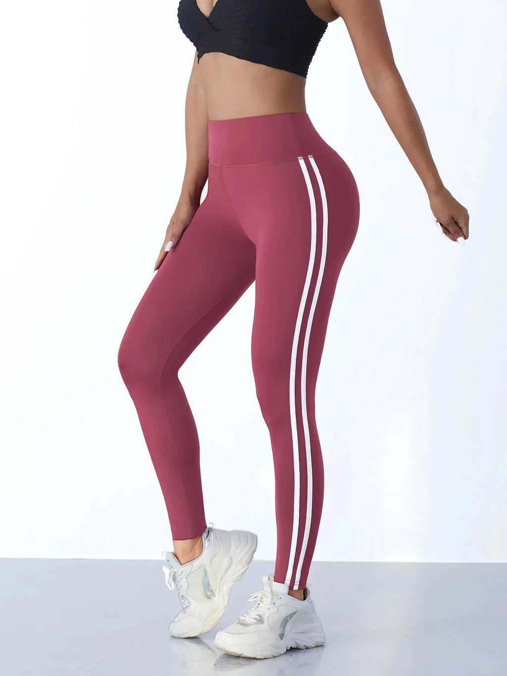 MODX High-Waist Striped Seamless Yoga Leggings - Sculpting & Tummy Control Gym Tights