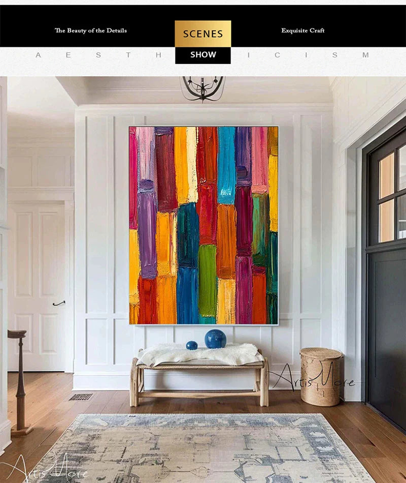Texture Handmade Painting on Canvas Abstract Colorful Modern Minimalism Wall Art Decor Large