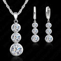Women Fine Jewelry 925 Sterling Silver  Crystal Jewelry Sets For Wedding Pendants Necklaces Earring Set Accessory